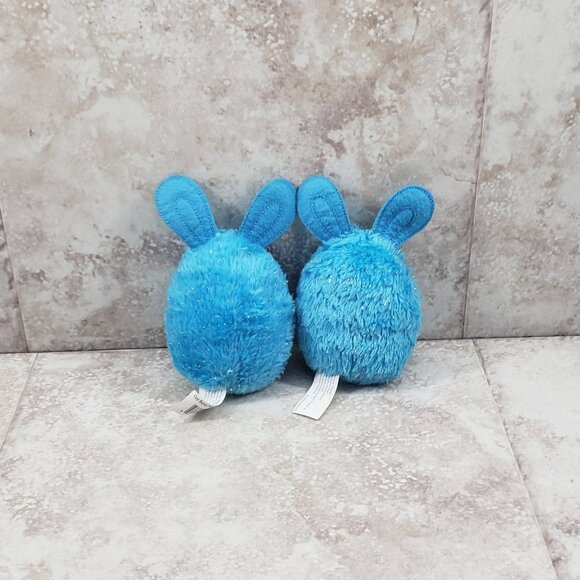 2 Ages 3+ Blue Metallic Fuzzy Bunnies Opp Plush Stuffed Animal 6" - Picture 4 of 11